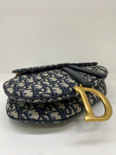 Christian Dior Saddle Navy Oblique GHW