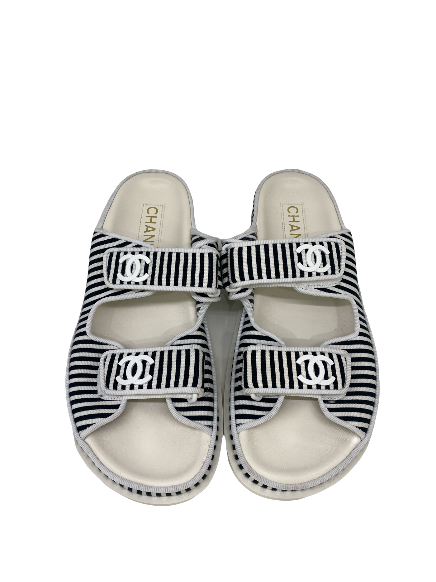 Chanel Dad Sandals Stripe Size 38