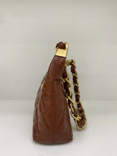 Chanel Mini Hobo Brown Shiny Calfskin GHW (microchipped)