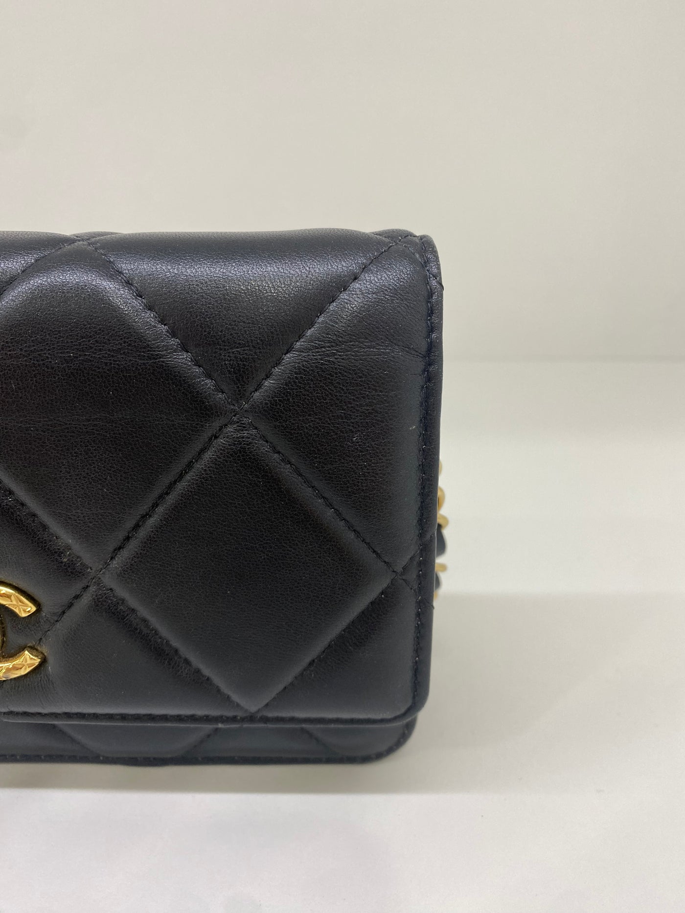 Chanel Black WOC Lambskin Strap Detail GHW