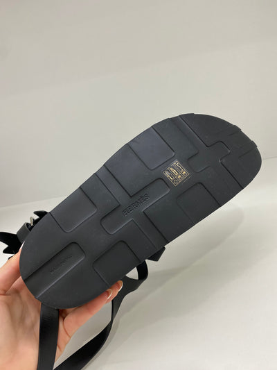 Hermes Black Jupiter Sandal Size 38.5