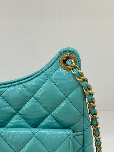 Chanel Hobo Chain Shoulder Bag Blue GHW