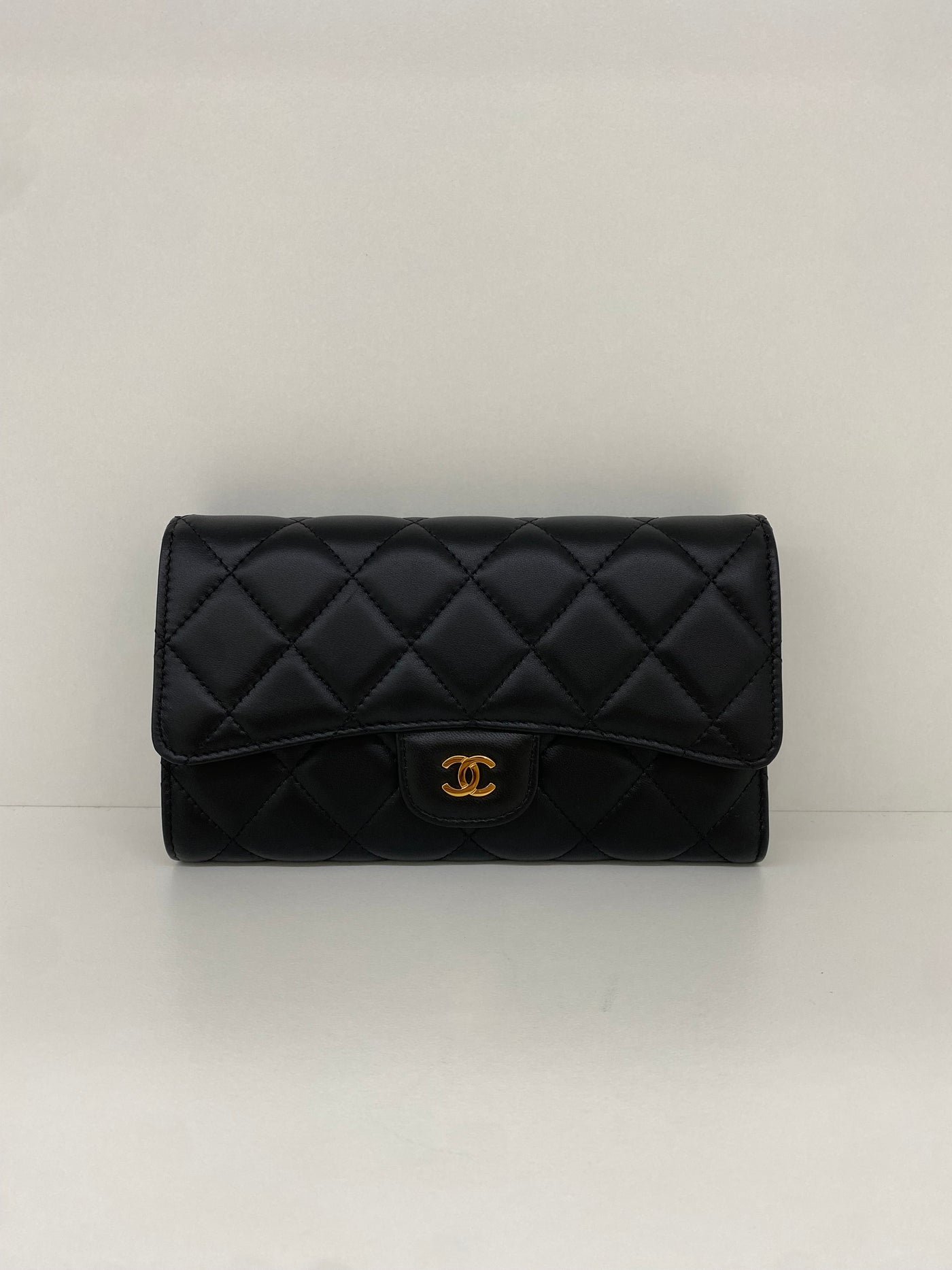 Chanel Classic Flap Wallet Black Lambskin GHW