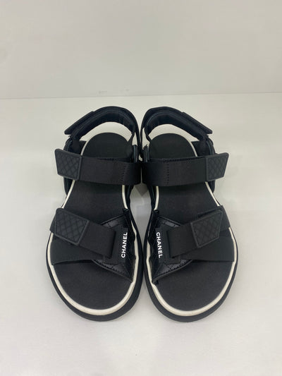 Chanel Strap Sandal Black Size 36