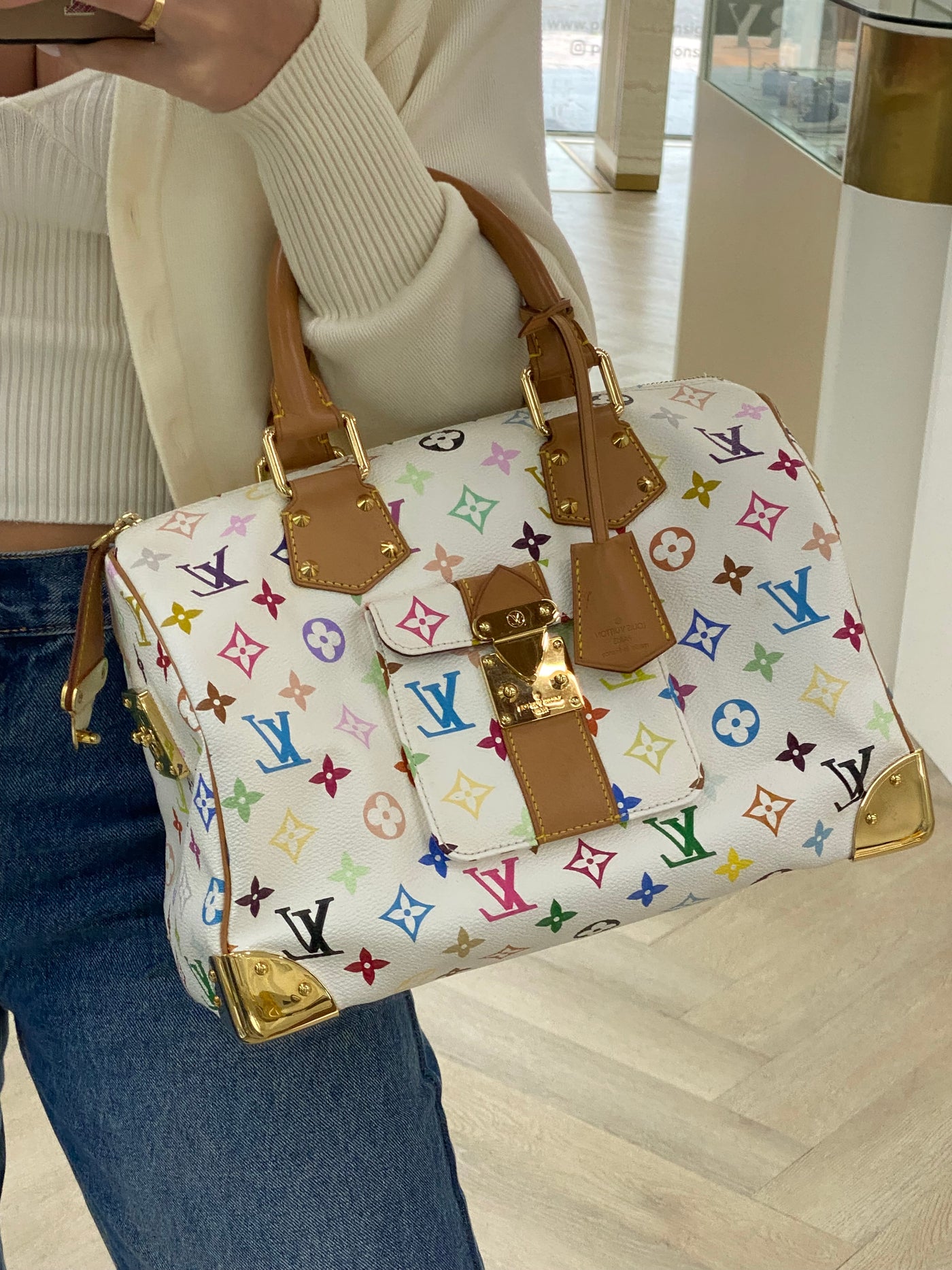 Louis Vuitton x Takashi Murakami Speedy 30 Lock White Multicolour