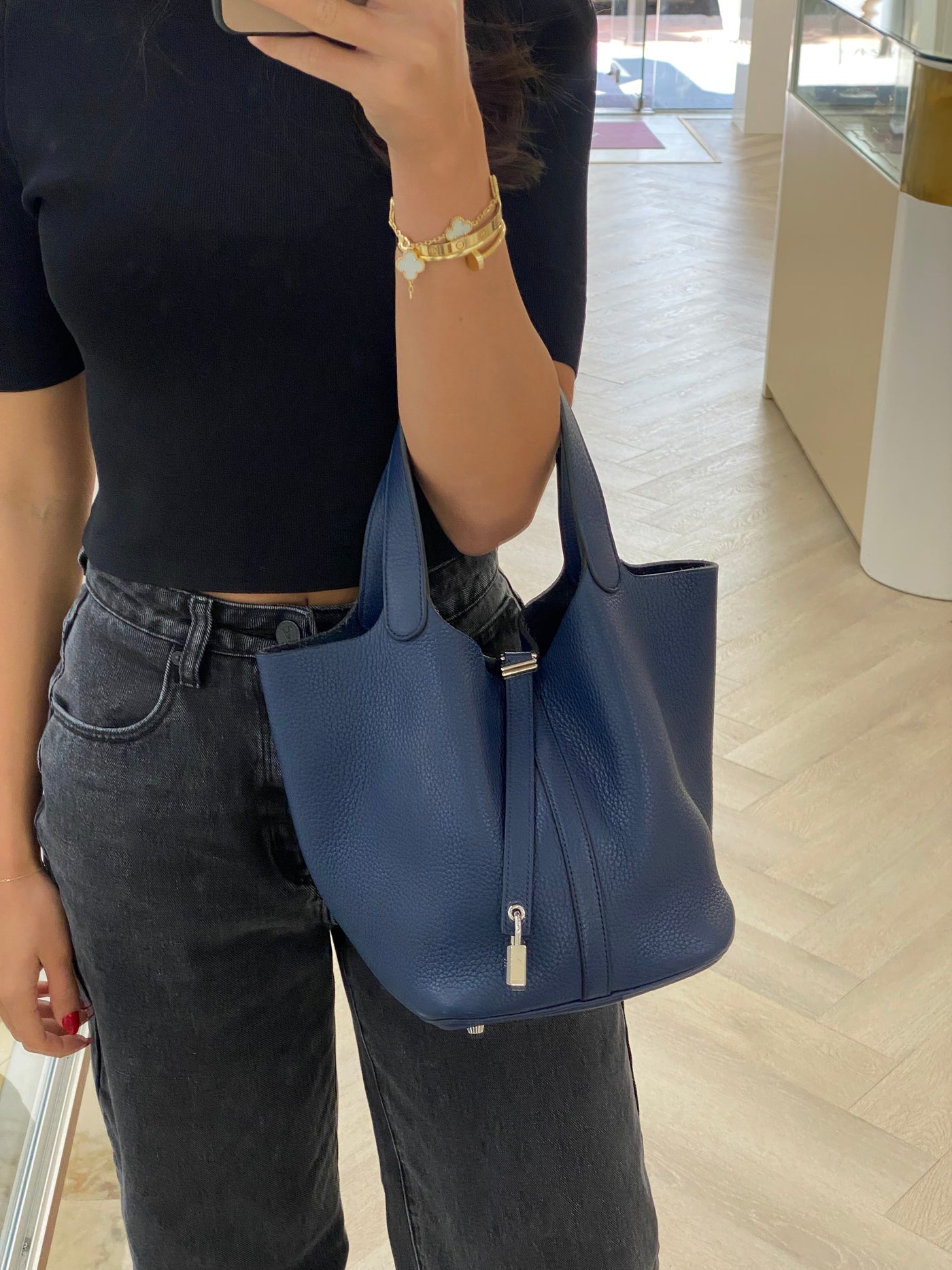 Hermes Picotin 18 Navy PHW