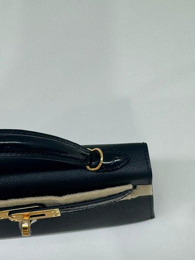 Hermes Mini Kelly 20 Black Touch with Alligator GHW