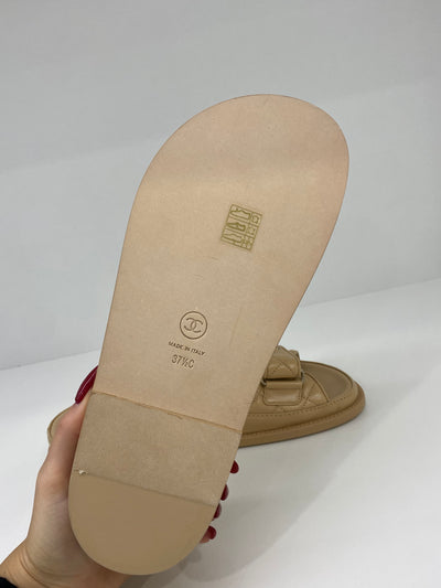 Chanel Dad Sandals Beige Size 37.5