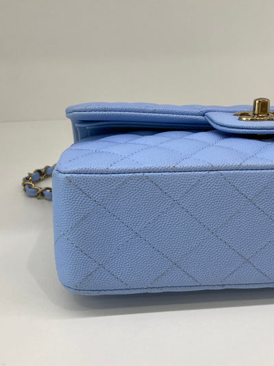 Chanel Small Classic Flap Blue CGHW