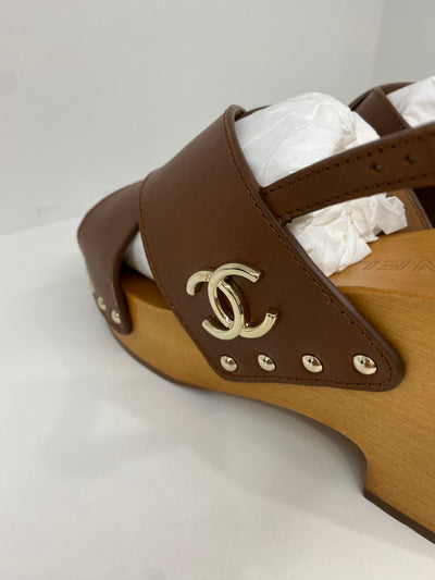 Chanel Wedge Heel Brown Size 36