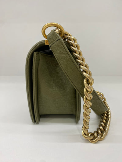 Chanel Boy Bag Olive Caviar Medium GHW