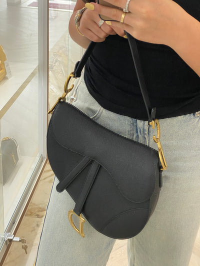 Christian Dior Saddle Bag Medium Black GHW