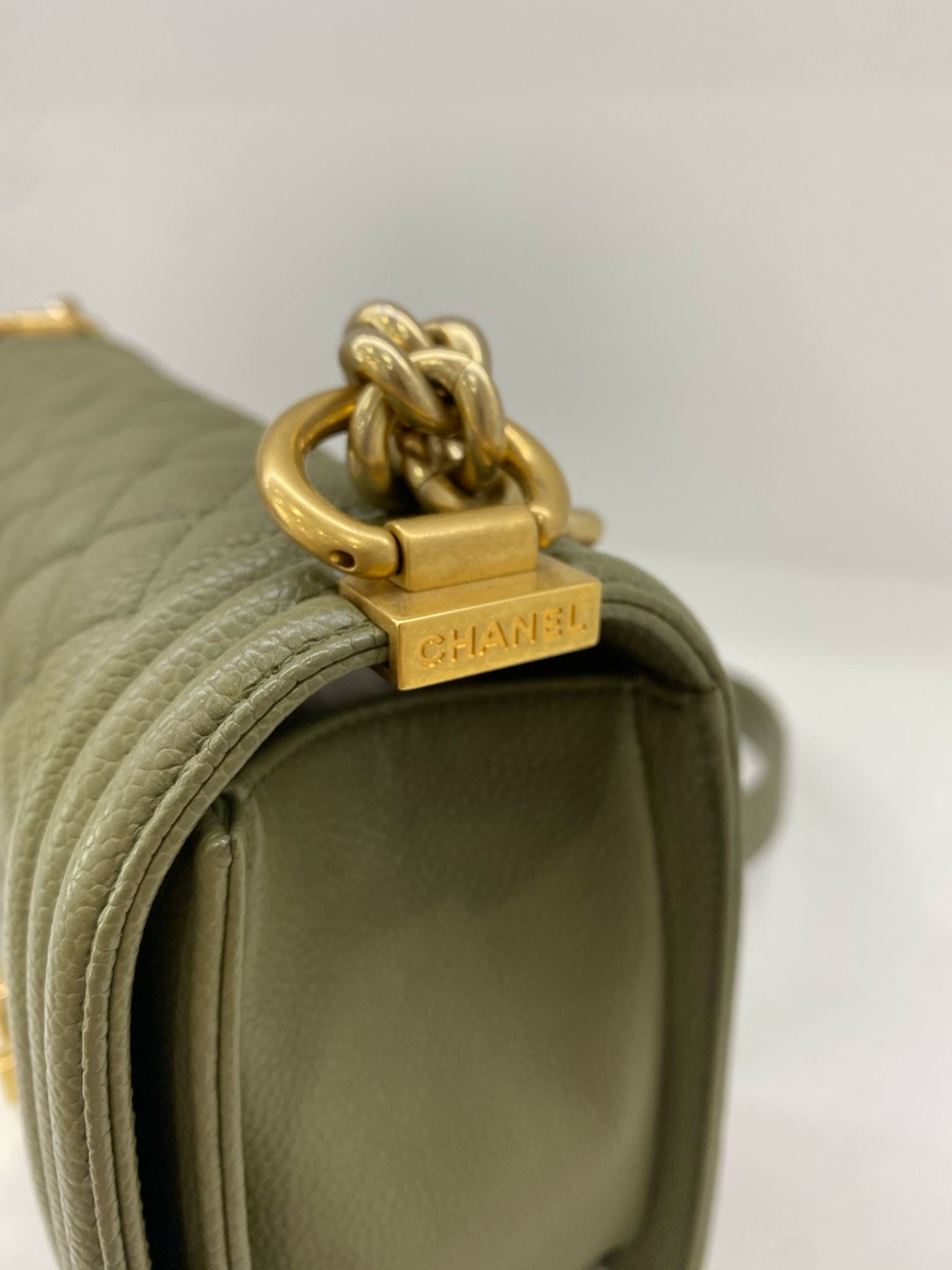 Chanel Boy Bag Olive Caviar Medium GHW