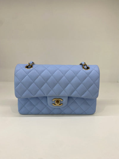 Chanel Small Classic Flap Blue CGHW