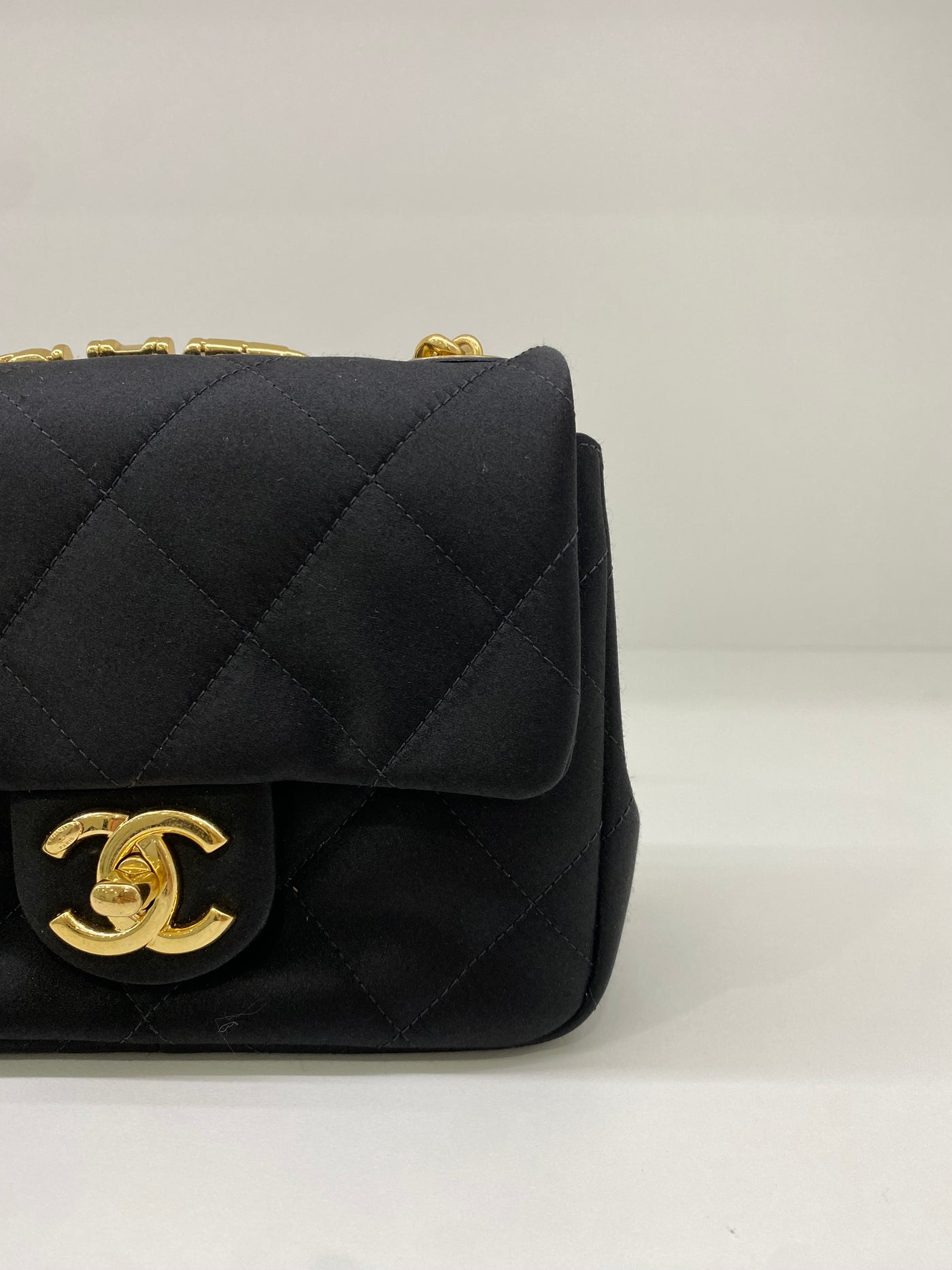 Chanel Classic Flap Square Mini Black Satin GHW