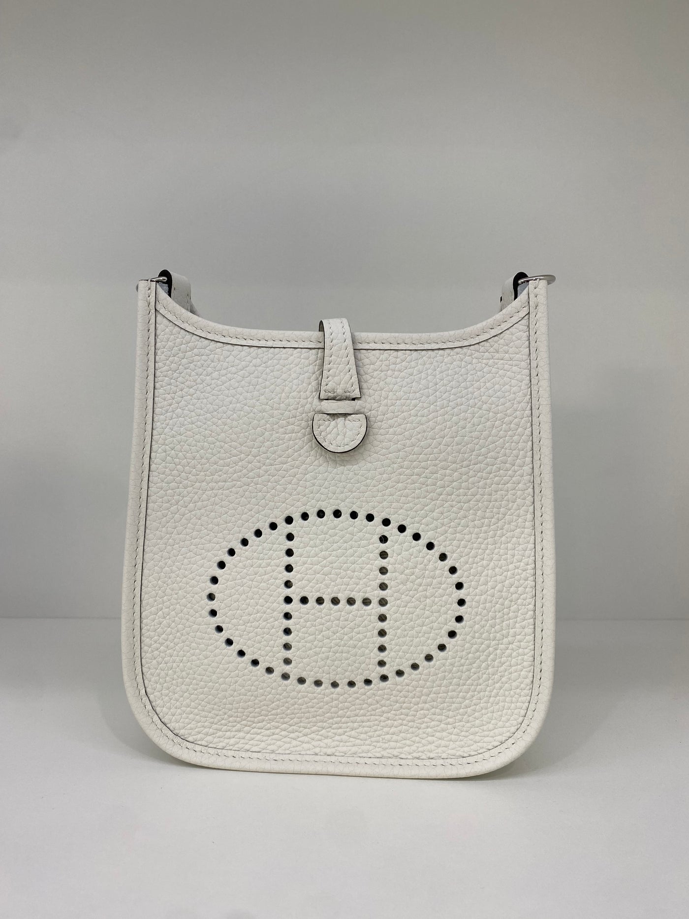 Hermes Mini Evelyne White PHW