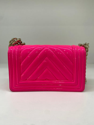 Chanel Boy Bag Small Chevron - Pink SHW