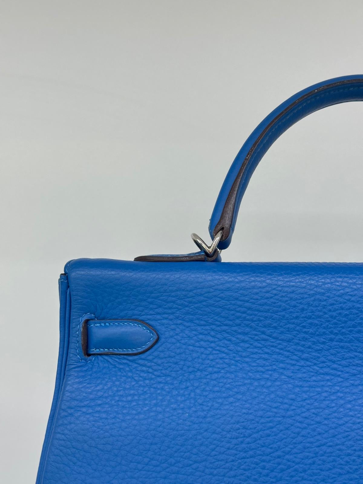 Hermes Kelly 35 Blue Mykonos PHW