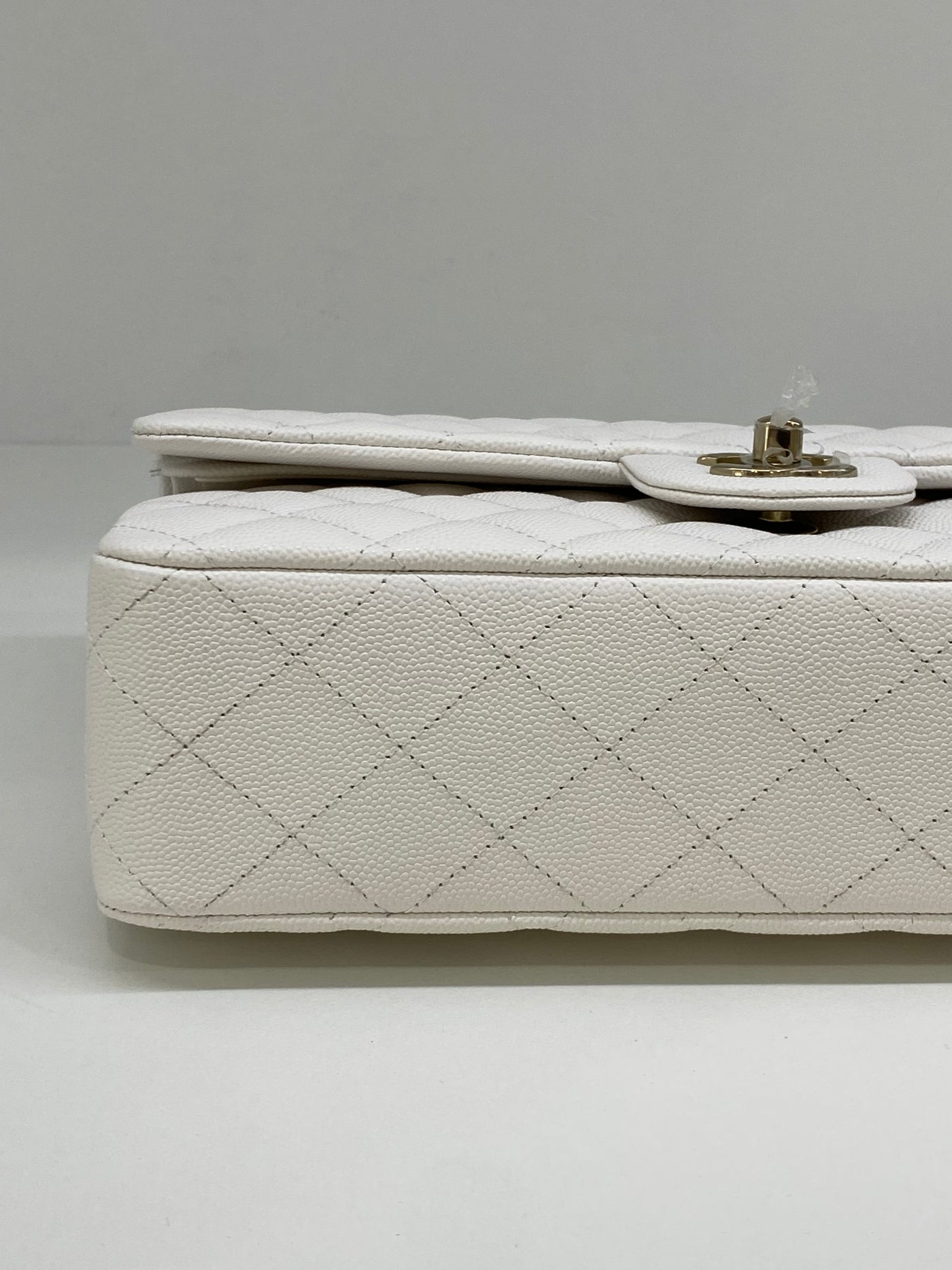 Chanel Classic Flap White Medium CGHW (Microchipped)