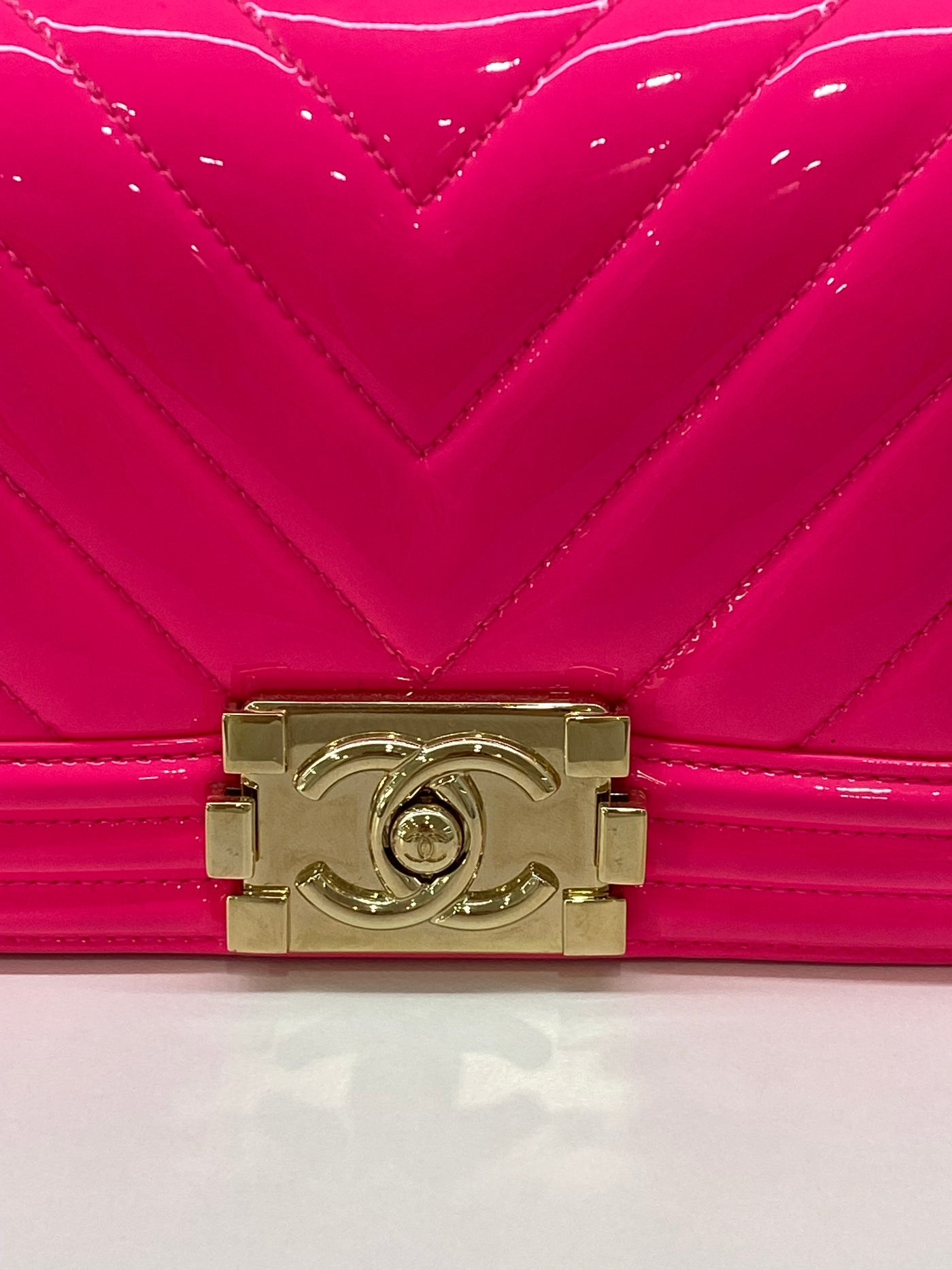 Chanel Boy Bag Small Chevron - Pink SHW