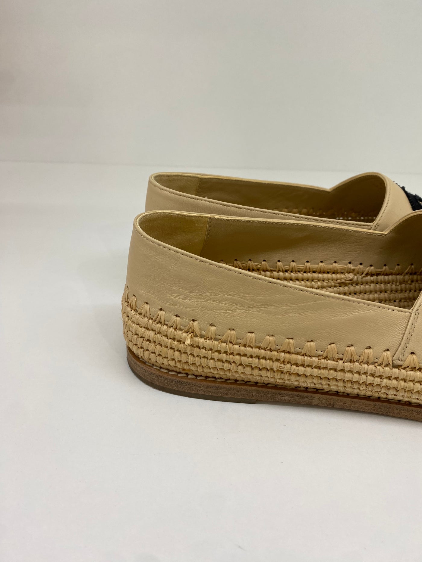 Chanel Nude Espadrilles Raffia Detail Size 39