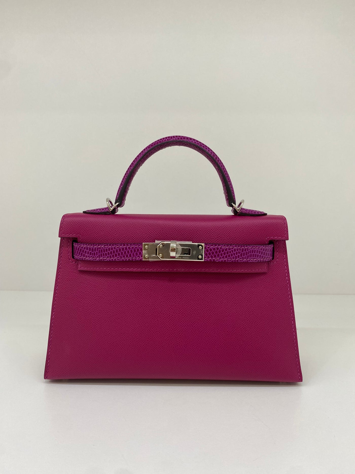 Hermes Mini Kelly Rose Pourpre Lizard Touch PHW