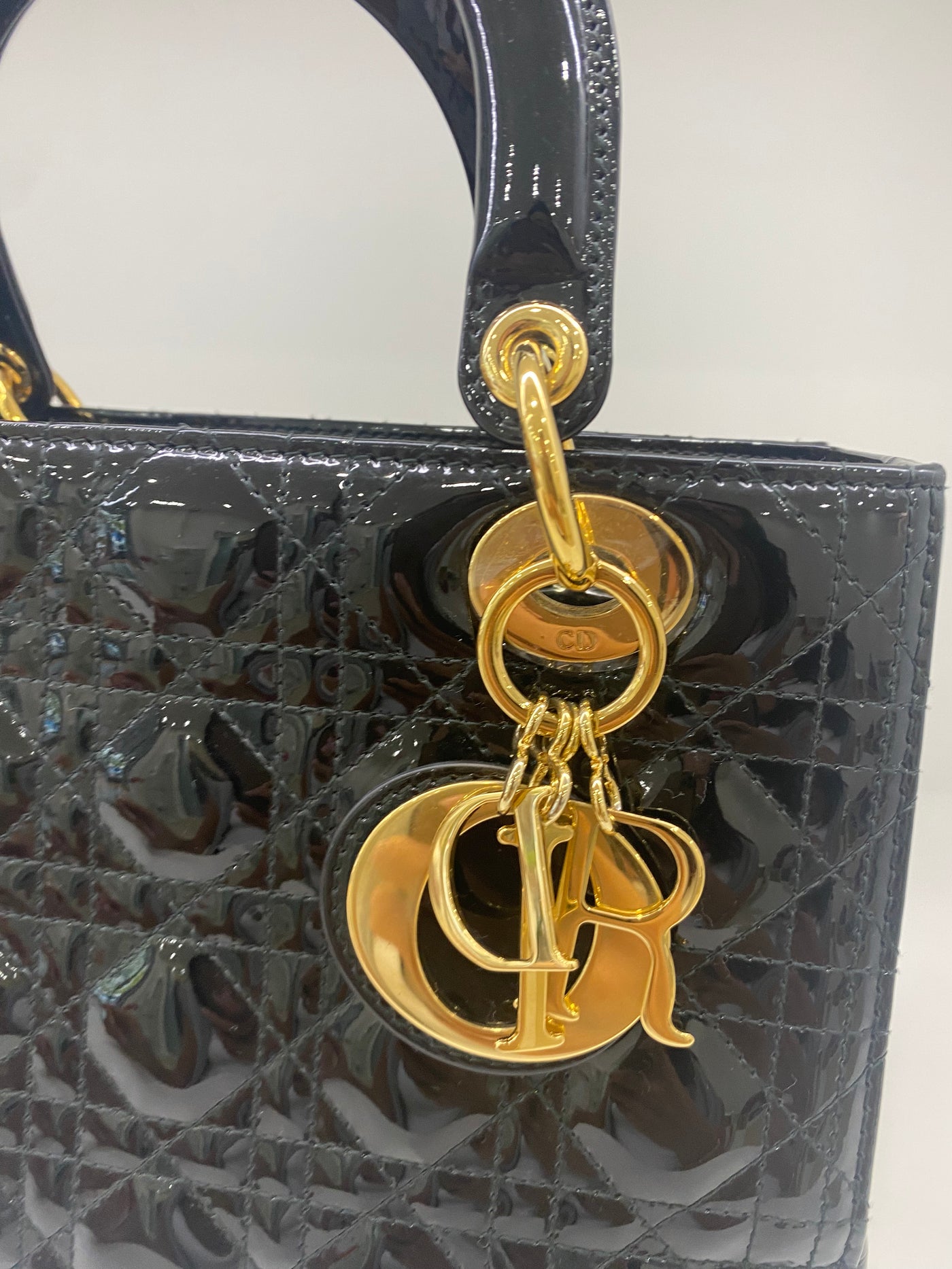 Dior Lady Dior Black Patent Medium