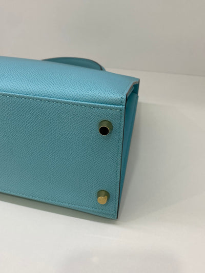 Hermes Kelly 28 Blue Atoll - Y Stamp GHW