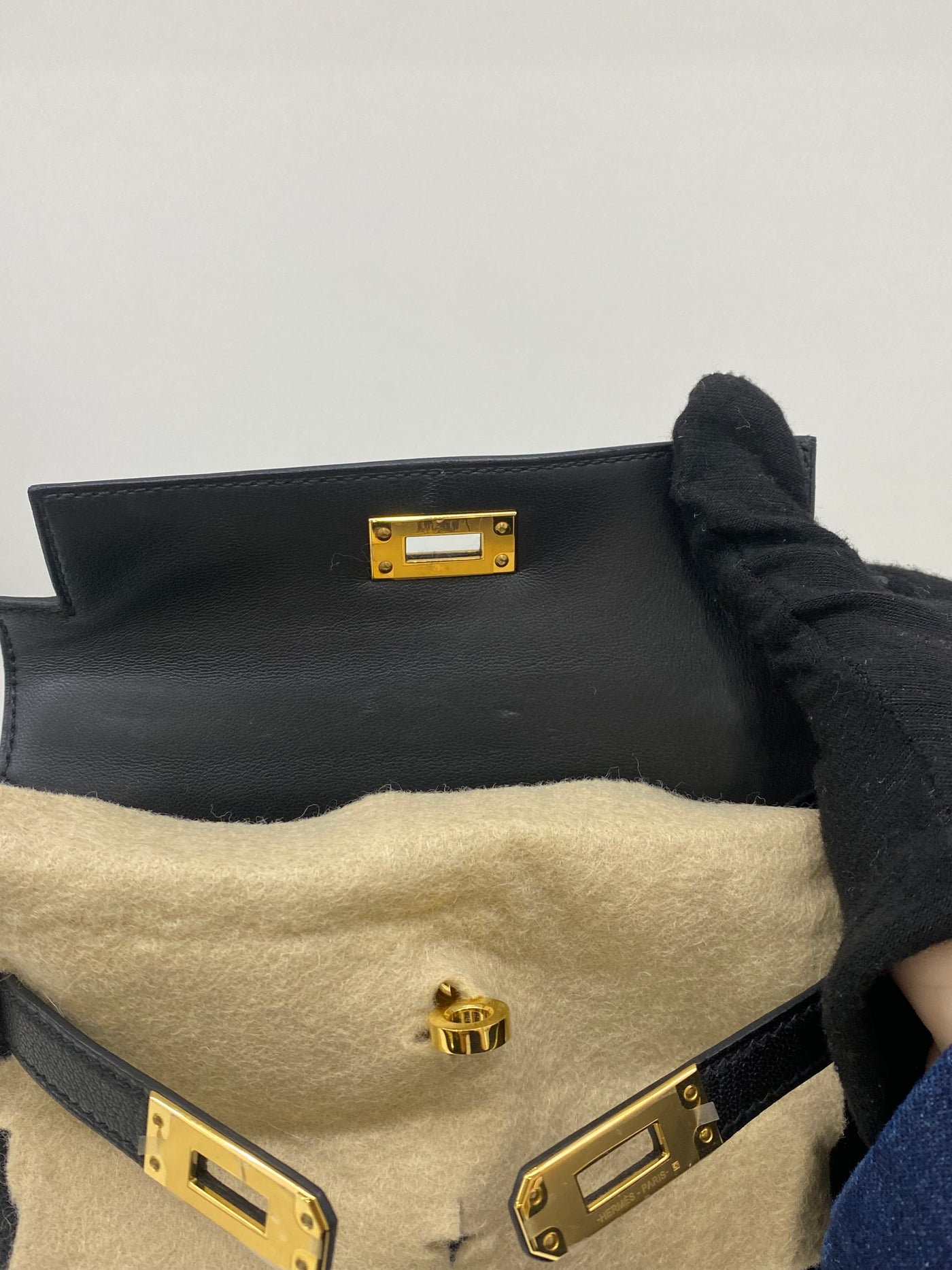 Hermes Mini Kelly Black -Z Stamp Chevre GHW