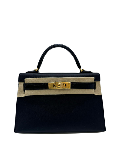 Hermes Mini Kelly 20 Black Touch with Alligator GHW