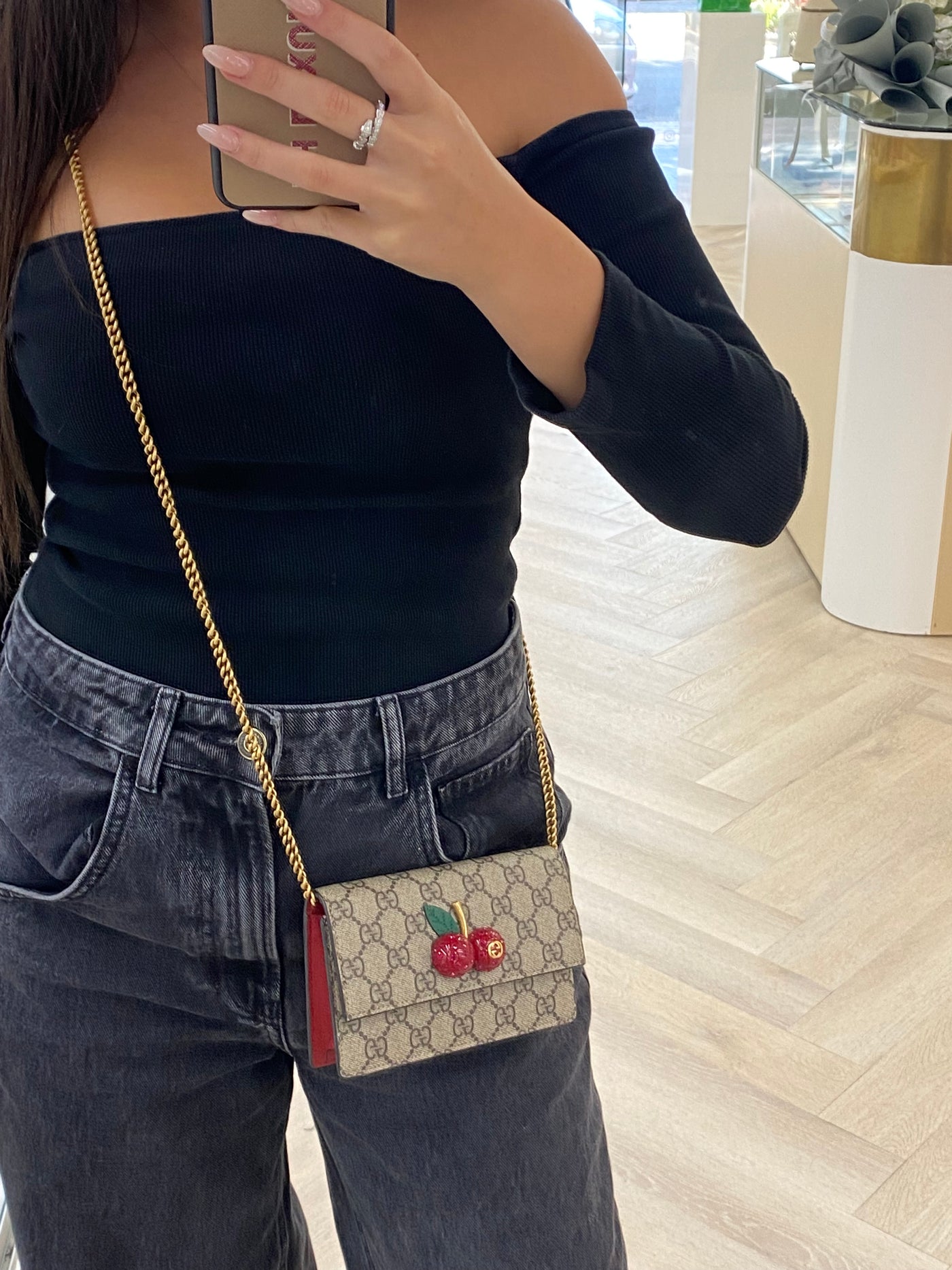 Gucci Cherry Monogram WOC