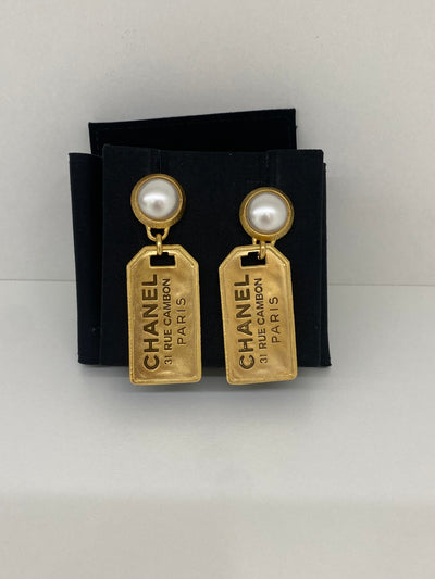 Chanel Gold Pearl Drop Earrings