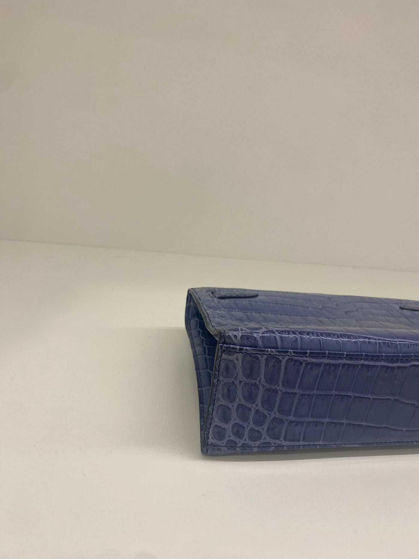 Hermes Shiny Blue Brighton Alligator Kelly Pochette Bag with, Lot #56174
