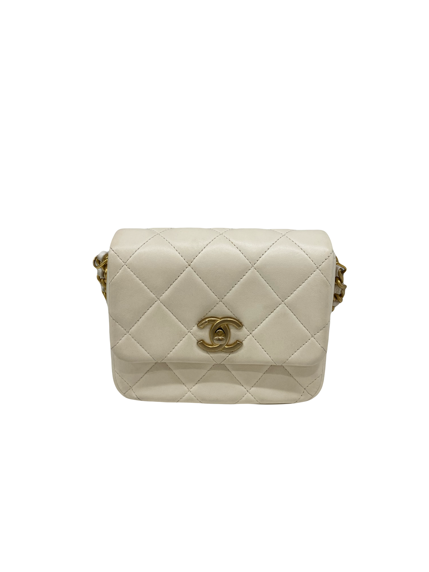 Chanel Cream Cross Body Bag Lambskin GHW