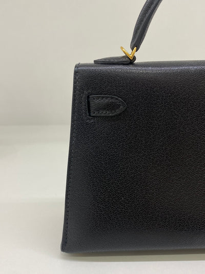 Hermes Mini Kelly Black -Z Stamp Chevre GHW