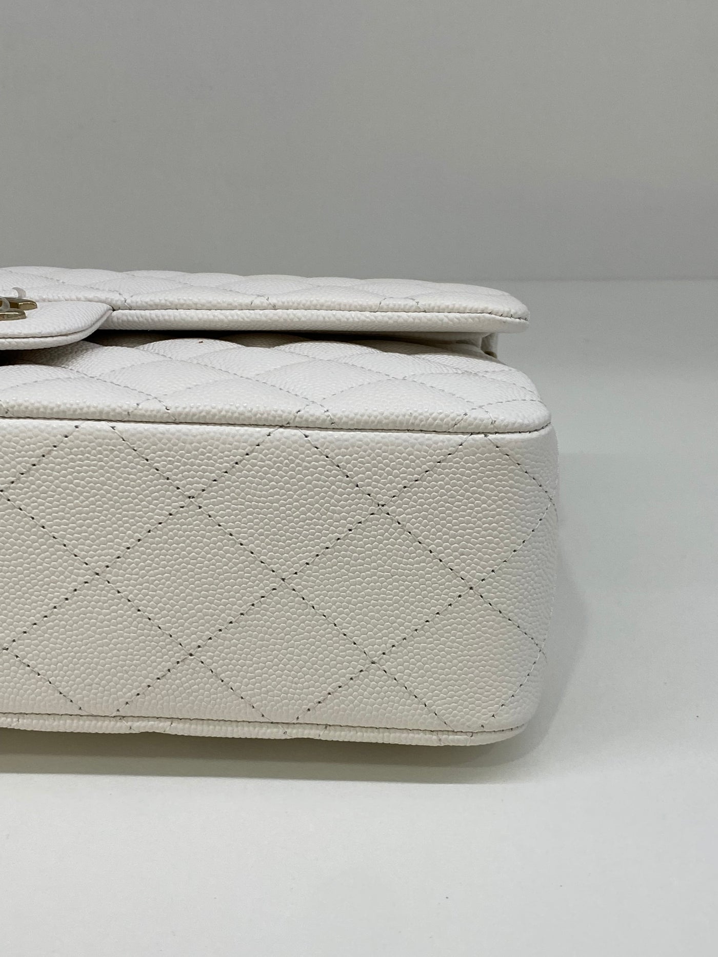 Chanel Classic Flap White Medium CGHW (Microchipped)