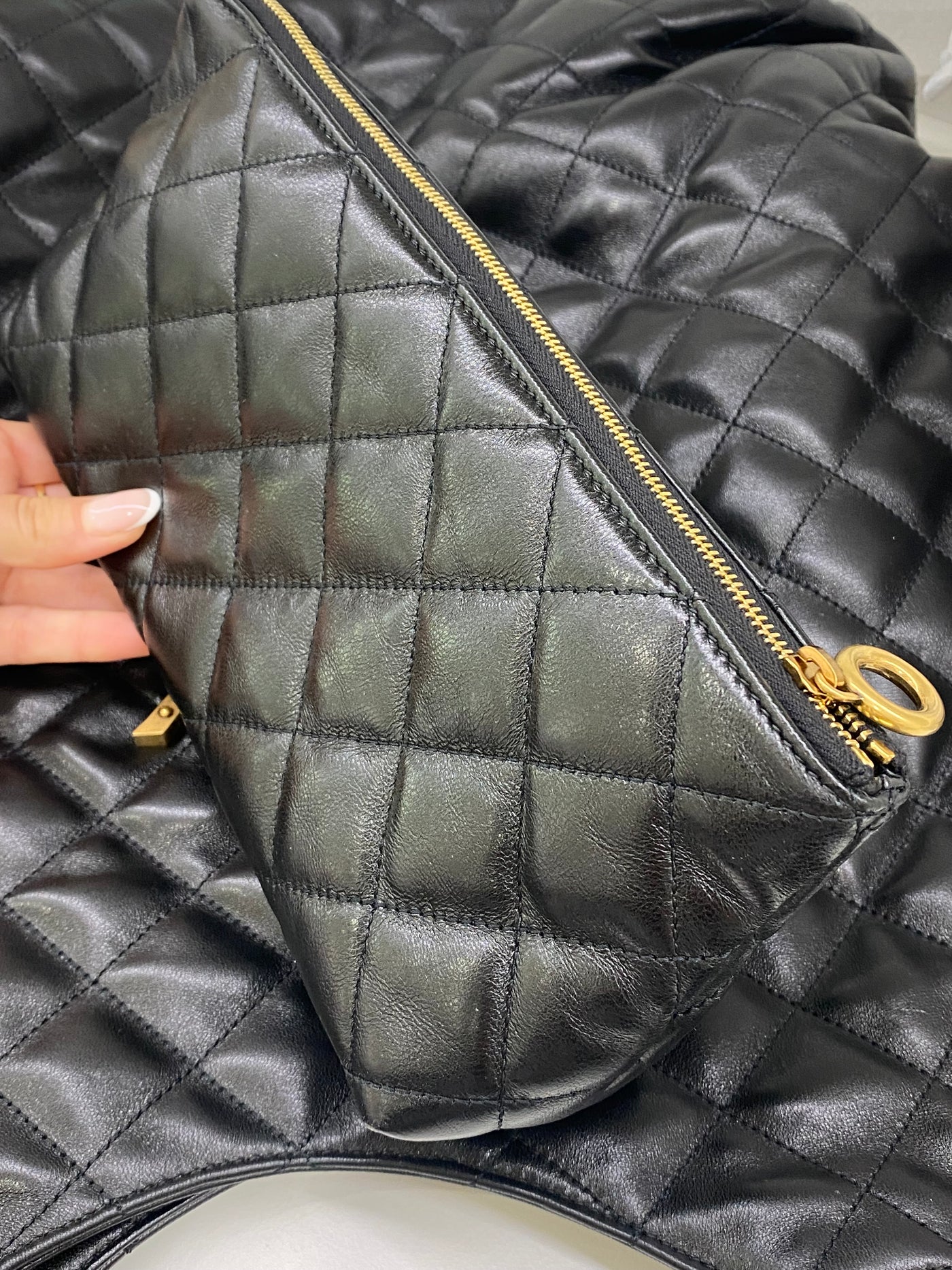 Saint Laurent Icare Black Leather Tote GHW