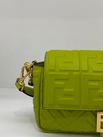 Fendi Baguette Leather Monogram Green GHW