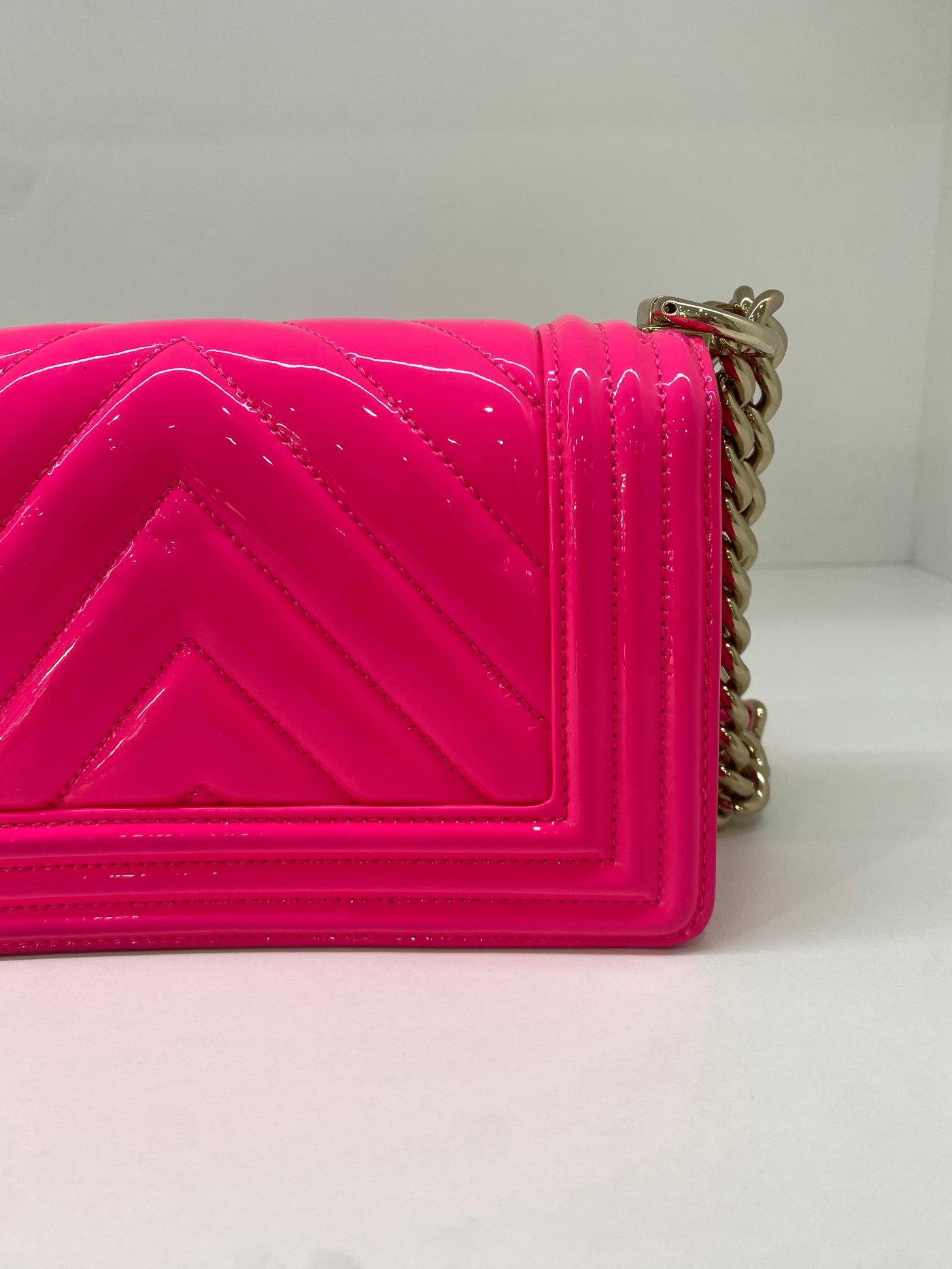 Chanel Boy Bag Small Chevron - Pink SHW