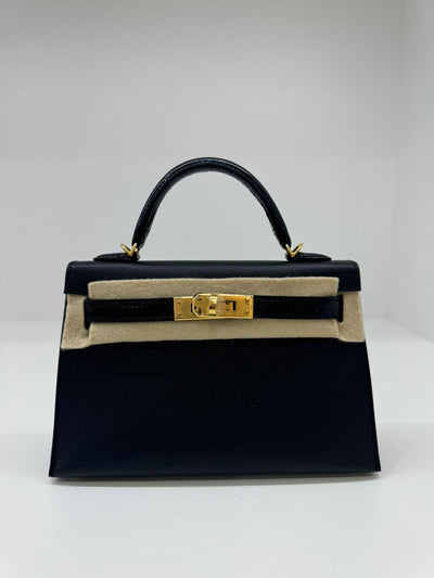 Hermes Mini Kelly 20 Black Touch with Alligator GHW