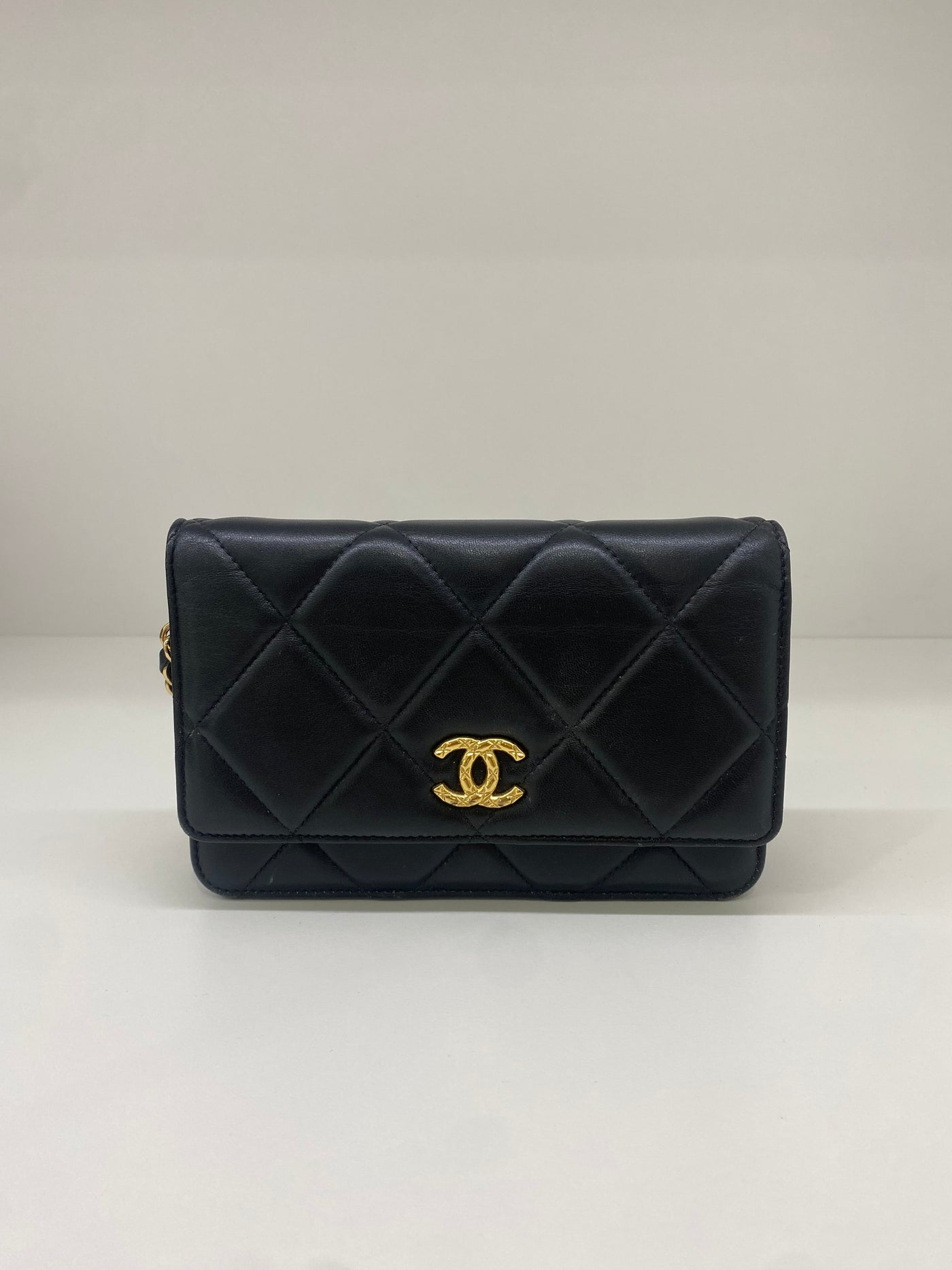 Chanel Black WOC Lambskin Strap Detail GHW