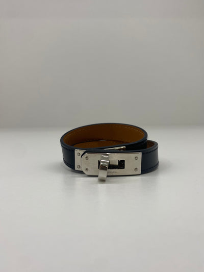 Hermes Kelly Double Tour Bracelet Black PHW