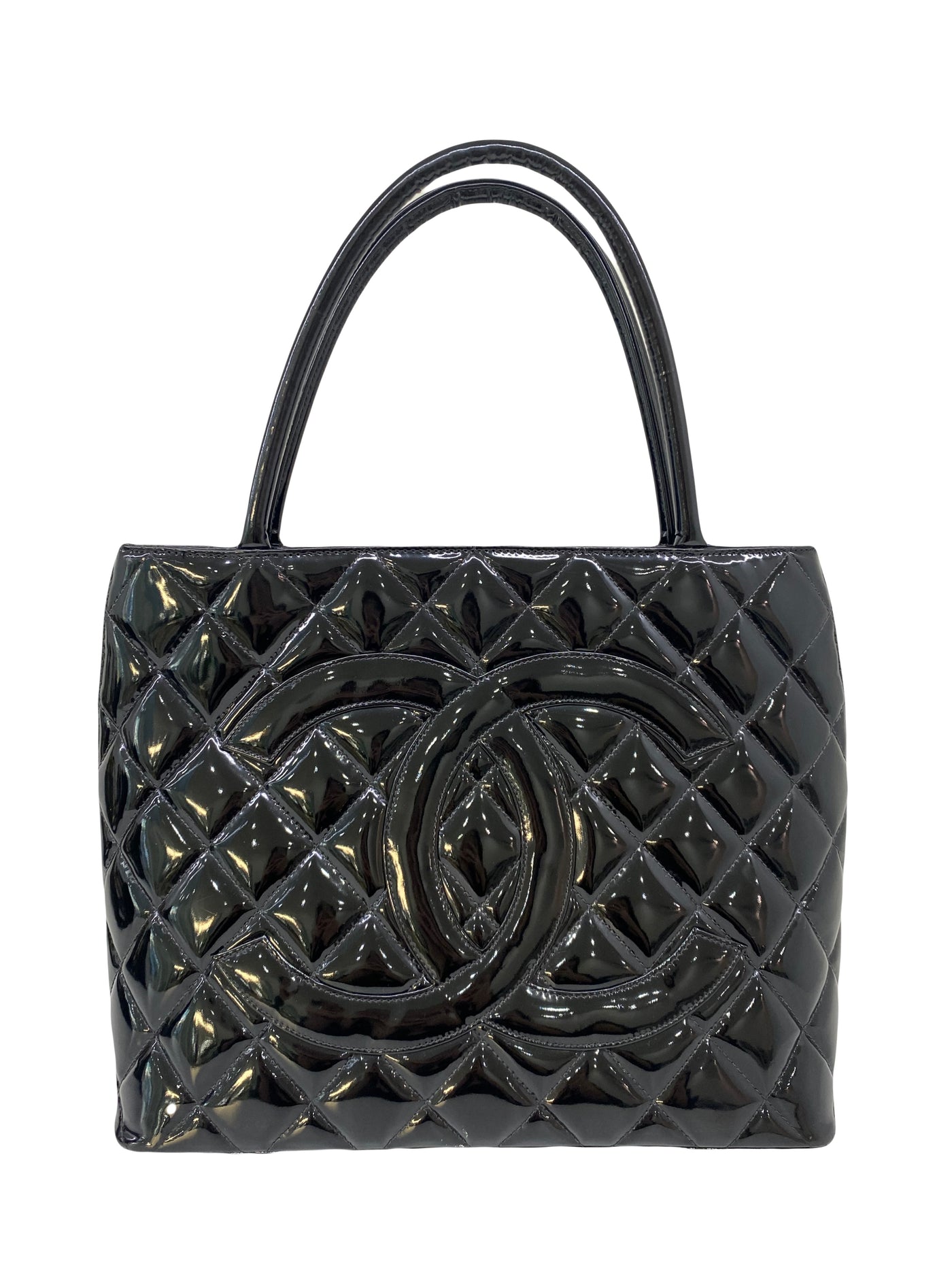 Chanel Medallion Patent Black Tote