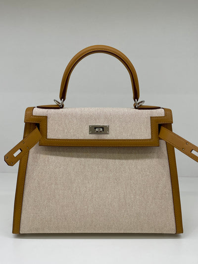 Hermes Kelly 28 Sellier Beige/Sesame Canvas PHW