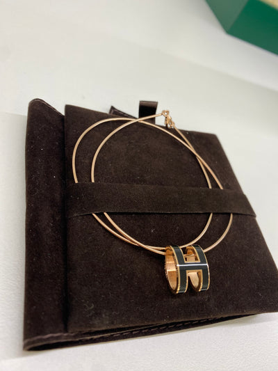 Hermes Pop Necklace - Rose gold & black