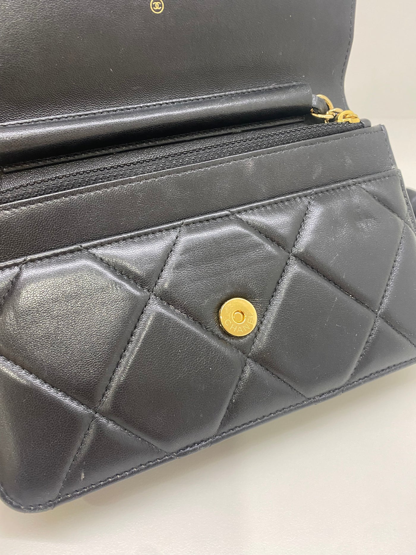 Chanel Black WOC Lambskin Strap Detail GHW