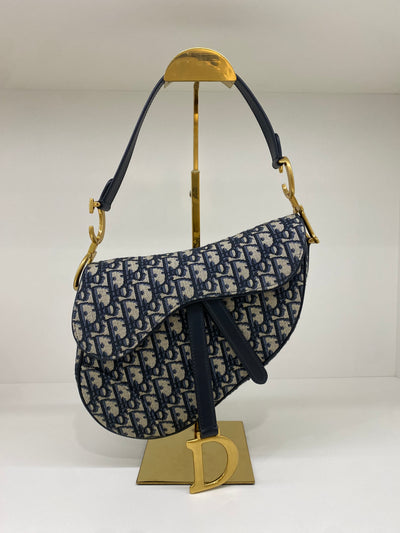 Christian Dior Saddle Navy Oblique GHW