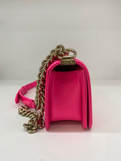 Chanel Boy Bag Small Chevron - Pink SHW