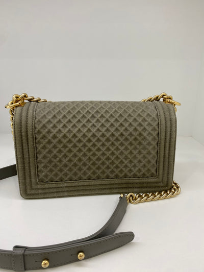 Chanel Denim Boy Bag Olive GHW Medium