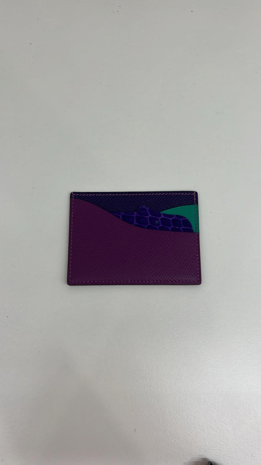 Hermes Petite H Card Wallet Purple/ Green